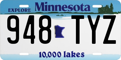 MN license plate 948TYZ