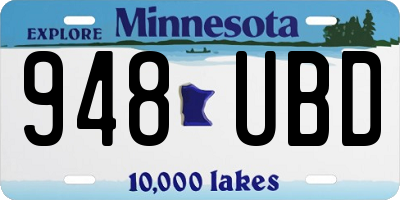 MN license plate 948UBD
