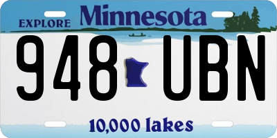 MN license plate 948UBN