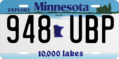 MN license plate 948UBP
