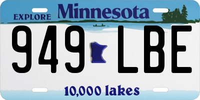 MN license plate 949LBE