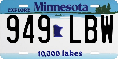 MN license plate 949LBW
