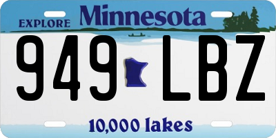 MN license plate 949LBZ