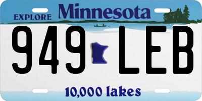 MN license plate 949LEB