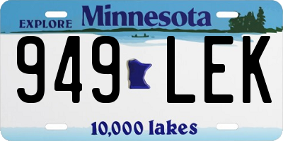 MN license plate 949LEK