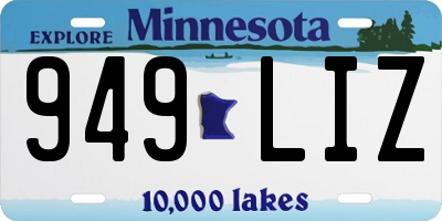 MN license plate 949LIZ