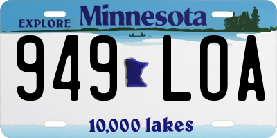 MN license plate 949LOA