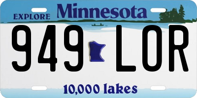 MN license plate 949LOR