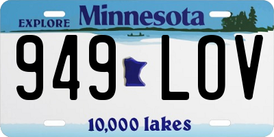 MN license plate 949LOV