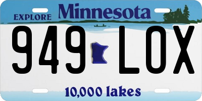 MN license plate 949LOX