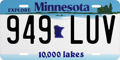 MN license plate 949LUV