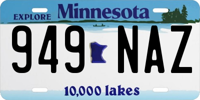 MN license plate 949NAZ