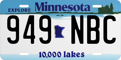 MN license plate 949NBC