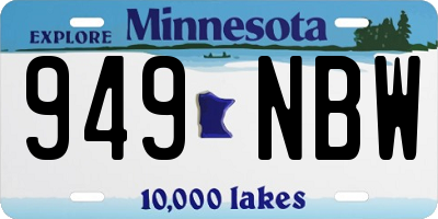 MN license plate 949NBW