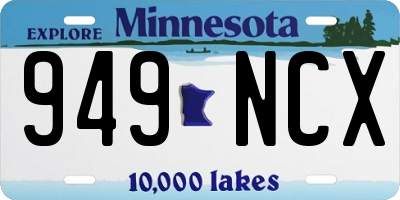 MN license plate 949NCX