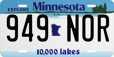 MN license plate 949NOR