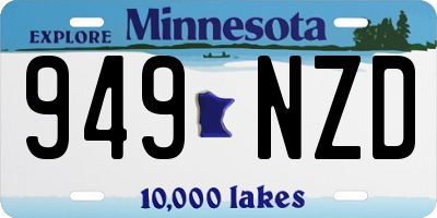 MN license plate 949NZD