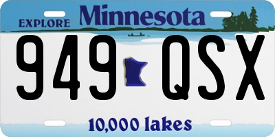 MN license plate 949QSX