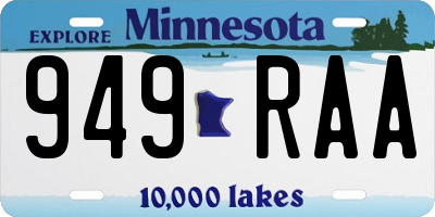 MN license plate 949RAA