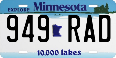 MN license plate 949RAD