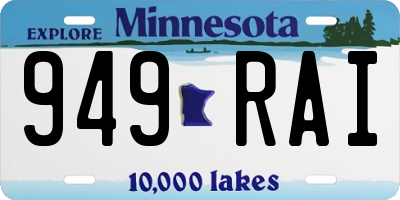 MN license plate 949RAI