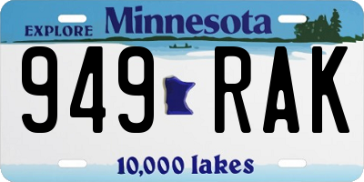 MN license plate 949RAK