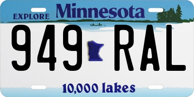 MN license plate 949RAL