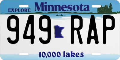 MN license plate 949RAP