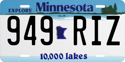 MN license plate 949RIZ