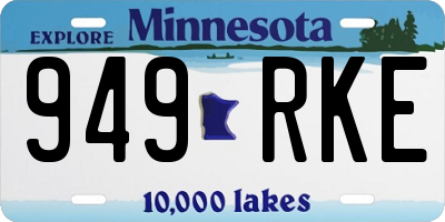 MN license plate 949RKE