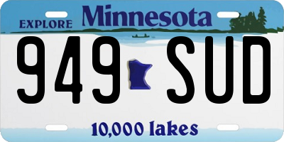 MN license plate 949SUD