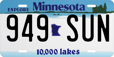 MN license plate 949SUN