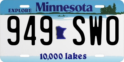 MN license plate 949SWO