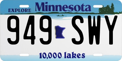 MN license plate 949SWY