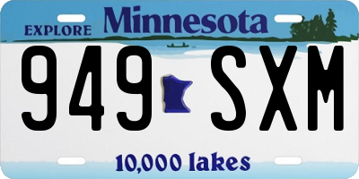 MN license plate 949SXM