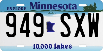 MN license plate 949SXW