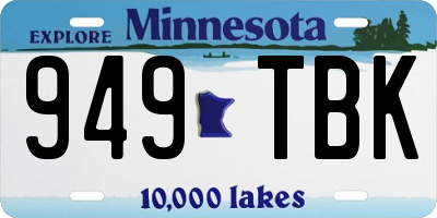 MN license plate 949TBK