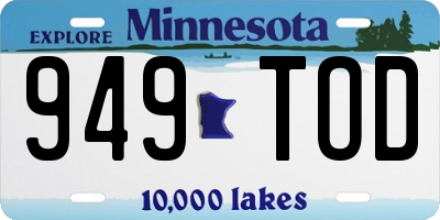 MN license plate 949TOD