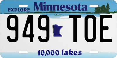 MN license plate 949TOE