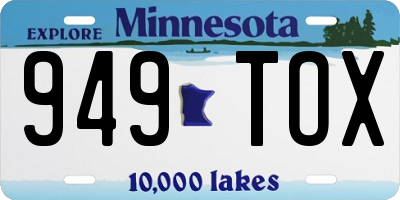 MN license plate 949TOX