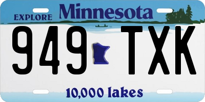 MN license plate 949TXK
