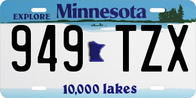 MN license plate 949TZX