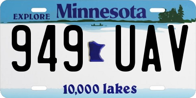MN license plate 949UAV