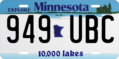 MN license plate 949UBC