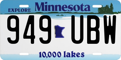 MN license plate 949UBW