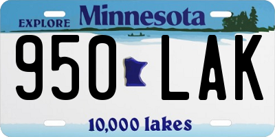 MN license plate 950LAK