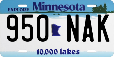 MN license plate 950NAK