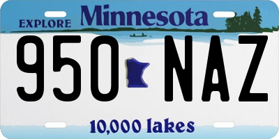 MN license plate 950NAZ