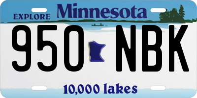 MN license plate 950NBK