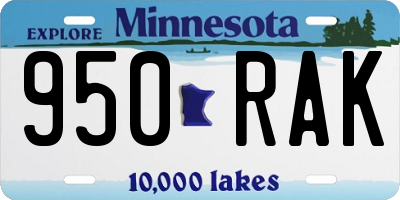 MN license plate 950RAK